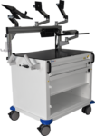 crash cart that includes features like a power supply, network connectivity, and storage for tools and supplies.