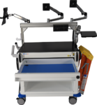 The data center crash cart with an ESD compliant drawer open and all accessory options shown